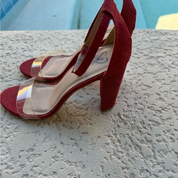 RED GLITTER Strides Of Shine Glitter Block Heels SZ 10 - Picture 6 of 10